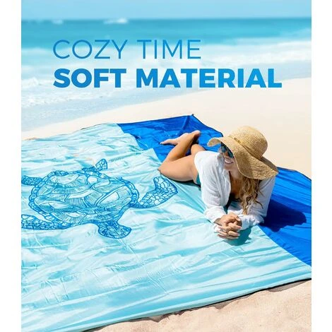 Couverture De Plage Sans Sable XXL, 210 200cm, Plate-forme De Pique-nique Imperméable, Matériau Souple Et Durable, Léger Et Portable, Parfait Pour Les Voyages, Le Camping, Les Vacances à La Plage, – Image 5