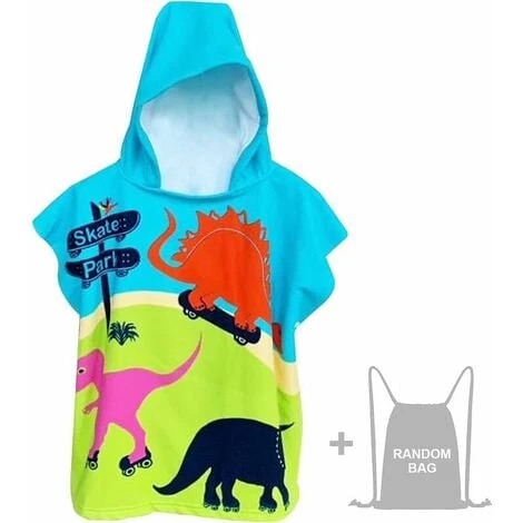 Ensoleillé Poncho De Bain à Capuche Enfants, Microfibre Serviette De Bain Enfants Serviette De Plage Cape De Bain Super Doux Poncho à Capuche Pour Filles Garçons Enfants De 2 à 8 Ans (Dinosaure)