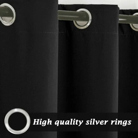 Rideau Imperméable Extérieur, Isolation Thermique, Coupe-Vent Et Protection UV Rideaux Occultants Convient Pour Les Jardins, Pavillons, Balcons,Terrasse (Noir, 2 PCS / 132 X 240 CM) – Image 5