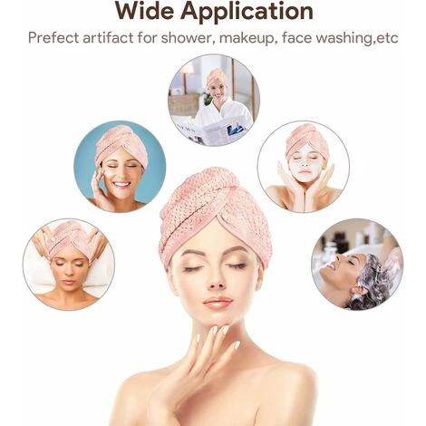 Déstockage Turban Pour Cheveux, 2 Pièces Serviette Turban En Microfibre à Séchage Rapide Serviette Absorbante Pour Cheveux Avec Bouton, Serviette Pour Cheveux Pour Tous Les Types De Cheveux (marron E – Image 4