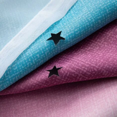 Rideaux étoiles Doubles Creux Rideaux étoiles Double Couche Pour Enfants Filles Chambre Chambre D'enfant Colorée Avec Voile Rideaux Pour Enfants Rideaux Bleus 53 "B X 63" H (134x160cm) Violet – Image 2