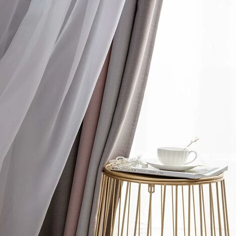 Rideaux étoiles Doubles Creux Rideaux étoiles Double Couche Pour Enfants Filles Chambre Chambre D'enfant Colorée Avec Voile Rideaux Pour Enfants Rideaux Bleus 53 "B X 83" H (134x210cm) Rose – Image 4