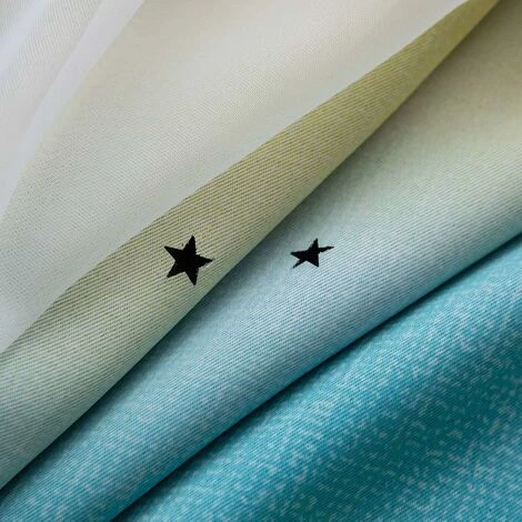 Rideaux étoiles Doubles Creux Rideaux étoiles Double Couche Pour Enfants Filles Chambre Chambre D'enfant Colorée Avec Voile Rideaux Pour Enfants Rideaux Bleus 53 "B X 83" H (134x210cm) Vert – Image 2