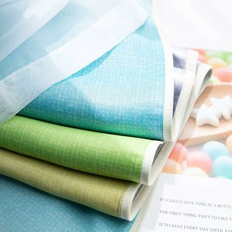 Rideaux étoiles Doubles Creux Rideaux étoiles Double Couche Pour Enfants Filles Chambre Chambre D'enfant Colorée Avec Voile Rideaux Pour Enfants Rideaux Bleus 53 "B X 83" H (134x210cm) Vert – Image 3