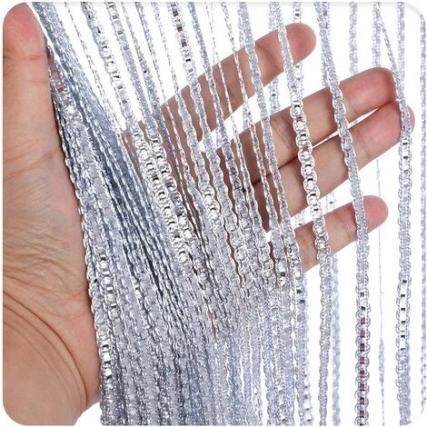 Rideau Occultant Anti Mouche Rideau De Porte Panneau Moustiquaire Pailleté Fil Rideaux Décoration Mural Fenêtre Porte Salle De Frange 100 X 200 Cm Oi-FRIS, Oi-FRIS – Image 2