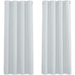 Rideaux Occultants Thermiques - Lot De 2 Rideau Panneaux à Oeillets / Insonorisation Coulissant Isolation Lneux Prêt à Poser, Gris Blanc-2x L 150 X H 180 Cm，Gris Blanc