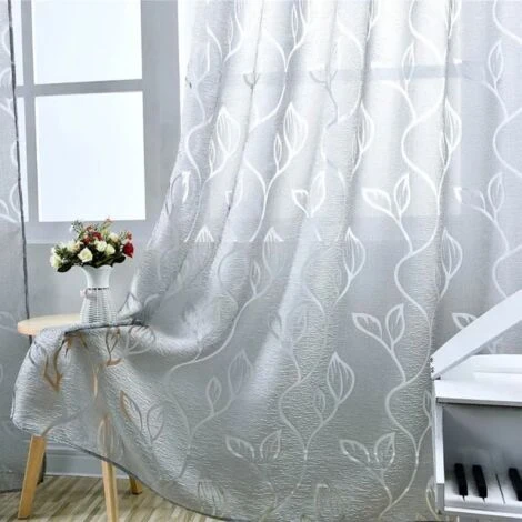 Rideau Voilage - Décoration De Maison Rideau - Lot De 2-100 X 250 Cm - Gris