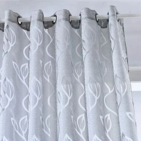 Rideau Voilage - Décoration De Maison Rideau - Lot De 2-100 X 250 Cm - Gris – Image 3