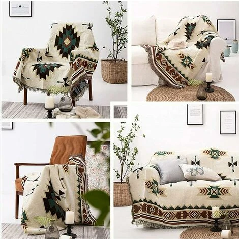 Une Pièce Plaid Américain Ethnique Canapé Couverture Tricoté Pleine Couverture Sucre Jacquard Canapé Couverture-9090 Cm – Image 3