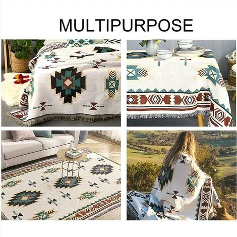 Une Pièce Plaid Américain Ethnique Canapé Couverture Tricoté Pleine Couverture Sucre Jacquard Canapé Couverture-9090 Cm – Image 4