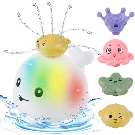 Baleine A Induction Jouets De Bain Pour Bebe Jouets De Bain Lumineux Jouet D'Arroseur D'eau Baleine Jouet De Piscine Les Enfants Blanc