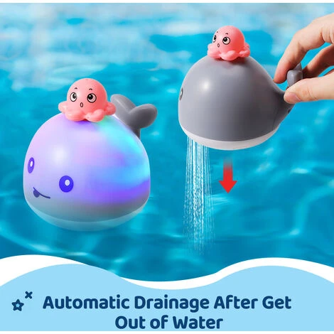 Baleine A Induction Jouets De Bain Pour Bebe Jouets De Bain Lumineux Jouet D'Arroseur D'eau Baleine Jouet De Piscine Les Enfants Blanc â Image 4
