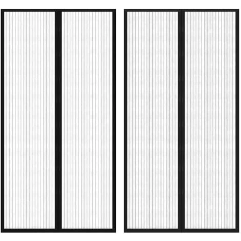 Rideau De Porte Contre Insectes 210x100cm 2 Pcs Magnétique Noir VidaXL