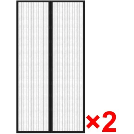 Rideau De Porte Contre Insectes 210x100cm 2 Pcs Magnétique Noir VidaXL – Image 2