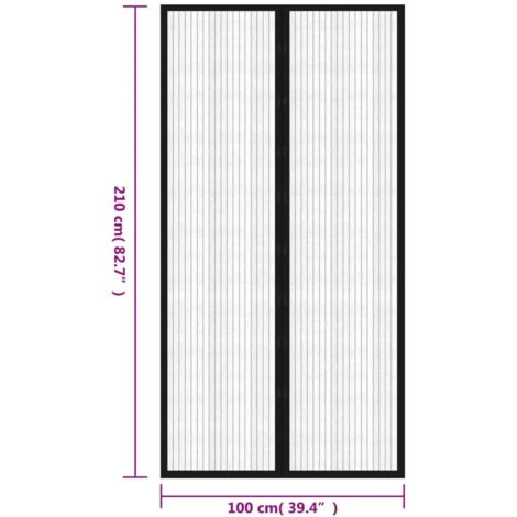 Rideau De Porte Contre Insectes 210x100cm 2 Pcs Magnétique Noir VidaXL – Image 3