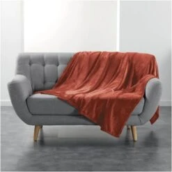 Plaid Flanelle 180 X 220 Cm Flanoux Terracotta