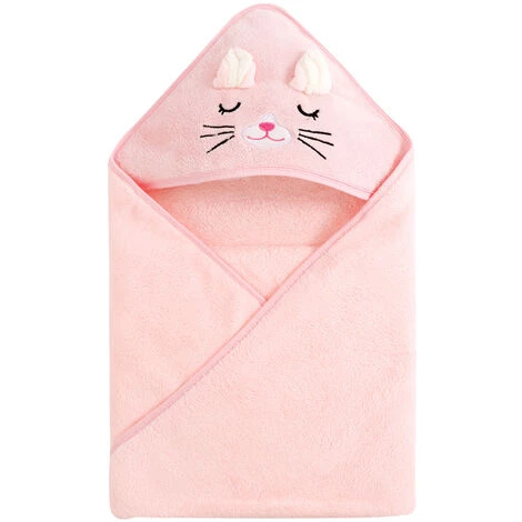 Déstockage Cape De Bain Bébé à Capuche, Coton Sortie De Bain Bébé Avec Design Animal, Drap Serviette De Bain Pour Bébé Nouveau-né (chaton Rose) – Image 2
