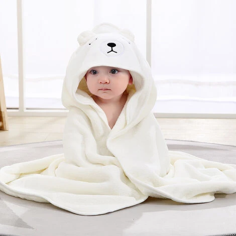 Déstockage Cape De Bain Bébé à Capuche, Coton Sortie De Bain Bébé Avec Design Animal, Drap Serviette De Bain Pour Bébé Nouveau-né (ours Beige)