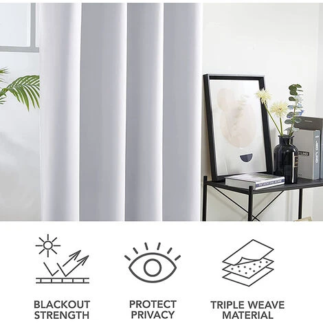Rideau Paire De Rideaux Occultant Blanc Cassé 140x260cm FUIENKO – Image 2