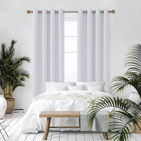 Rideau Paire De Rideaux Occultant Blanc Cassé 140x260cm FUIENKO – Image 4