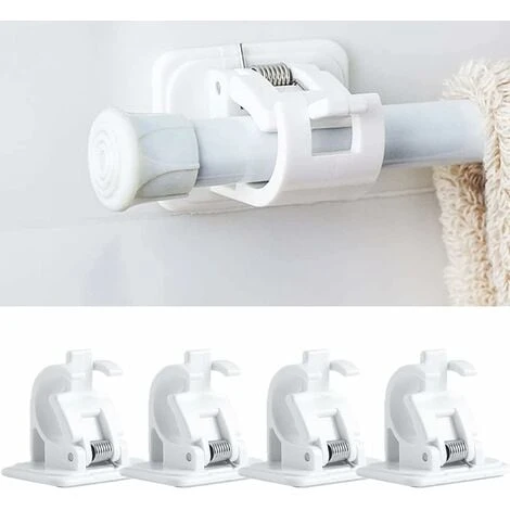 Lot De 4 Crochets Auto-adhésifs Pour Tringle à Rideaux Sans Perçage, Tringle à Rideau à Coller, Porte-tringle à Rideaux, Sans Perçage, Rideaux Ou Tringles à Serviettes