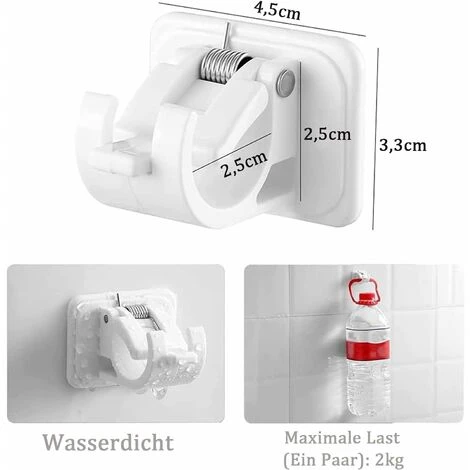 Lot De 4 Crochets Auto-adhésifs Pour Tringle à Rideaux Sans Perçage, Tringle à Rideau à Coller, Porte-tringle à Rideaux, Sans Perçage, Rideaux Ou Tringles à Serviettes – Image 2