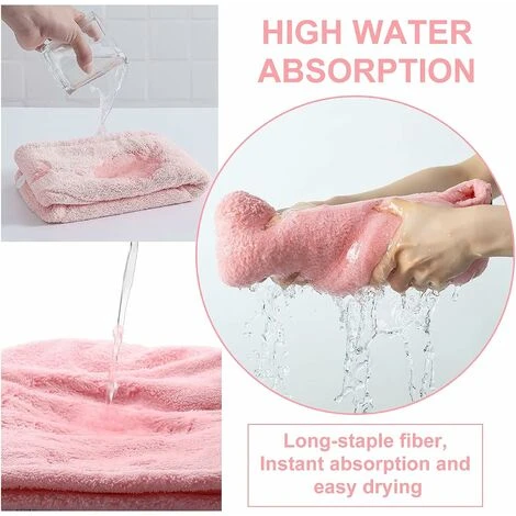 Cheveux Serviette, 2 Pièces Serviettes De Séchage Pour Cheveux Avec Boutons, Serviette à Cheveux En Microfibre Super Absorbante Cheveux Secs Rapidement Pour Femmes – Image 4