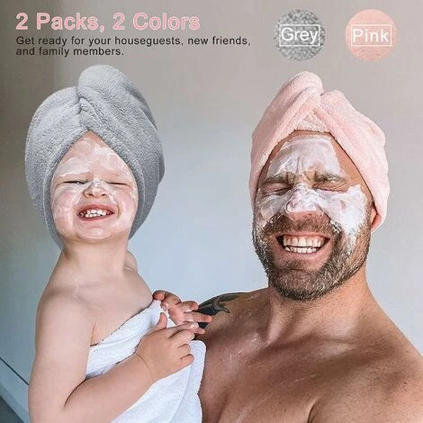 Cheveux Serviette, 2 Pièces Serviettes De Séchage Pour Cheveux Avec Boutons, Serviette à Cheveux En Microfibre Super Absorbante Cheveux Secs Rapidement Pour Femmes – Image 5
