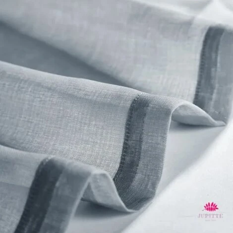 Rideaux Voilage 2 Panneaux 132X259CM Ombre Dégradé Semi-Transparent En Effet Lin à Oeillet, Blanc/Gris FUIENKO – Image 4