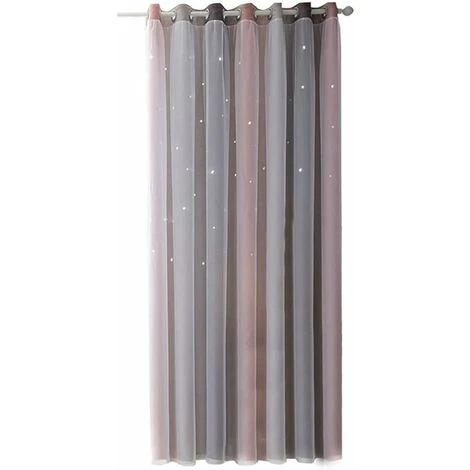 Rideaux Occultants Thermiques Isolants Avec Etoiles 100Polyester,pour Salon,Chambre,Chambre D'enfants,Gris,1 Pièce L 134CM H 160CM