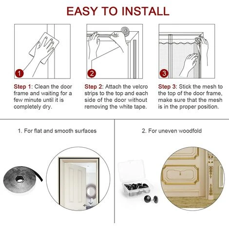 Fibre Moustiquaire Magnétique De Verre à Bande Magnétique Complète Porte, Rideau Magnétique Anti-moustique Pour Porte De Balcon, Rideau Anti-mouches-100210CM – Image 2