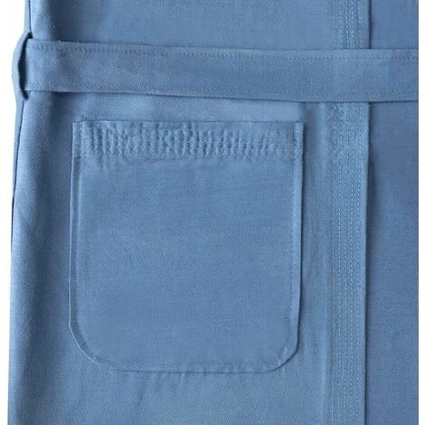 Peignoir Microfibre Moderne Couleur Unie Doux Homme Femme Ceinture Poches Capuche Bleu - L â Image 3