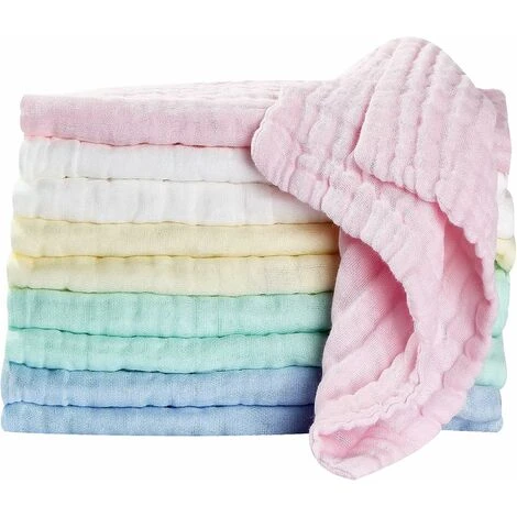 Debarbouillette Bebe Gant De Toilette Lingette Bebe Lavable Langes Coton BéBé Change Carre Serviette Visage Main Bebe Extra Douces Essuie Tout Lavable Nouveauné Peau Sensible 10 Pcs Koo-dib 25x25cm, B – Image 2