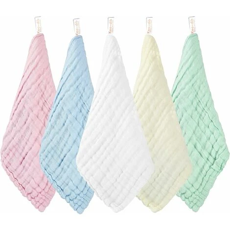 Debarbouillette Bebe Gant De Toilette Lingette Bebe Lavable Langes Coton BéBé Change Carre Serviette Visage Main Bebe Extra Douces Essuie Tout Lavable Nouveauné Peau Sensible 10 Pcs Koo-dib 25x25cm, B – Image 3