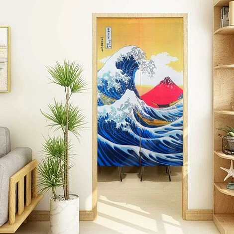 Rideau De Porte Japonais La Grande Vague Au Large De Kanagawa Mount Fuji Porte Tapisserie Suspendue Pour La Décoration De La Maison 85 X150 Cm – Image 2
