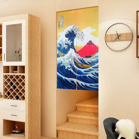 Rideau De Porte Japonais La Grande Vague Au Large De Kanagawa Mount Fuji Porte Tapisserie Suspendue Pour La Décoration De La Maison 85 X150 Cm – Image 3