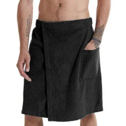 Peignoirs Doux Pour Hommes VĂȘtements De Maison Confortables Couleur Unie Robe De Bain Pour Hommes Et Chemise De Nuit Peignoir Portable Serviettes Et Poche Noir XL