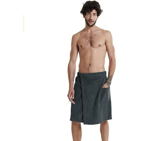 Peignoirs Doux Pour Hommes Vêtements De Maison Confortables Couleur Unie Robe De Bain Pour Hommes Et Chemise De Nuit Peignoir Portable Serviettes Et Poche Noir XL – Image 3