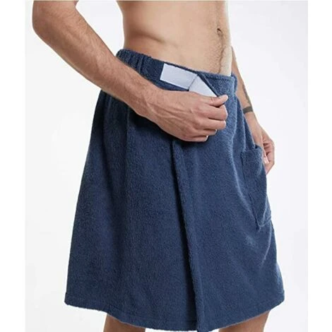 Peignoirs Doux Pour Hommes Vêtements De Maison Confortables Couleur Unie Robe De Bain Pour Hommes Et Chemise De Nuit Peignoir Portable Serviettes Et Poche Noir XL – Image 4