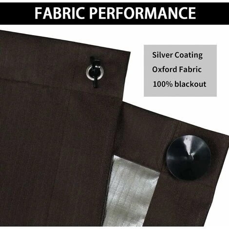 MINKUROW Rideaux Aveugles Avec Ventouse À Isolation Thermique Pour Sun Faisceau Réflecteur Fenêtres De Toit Velux Sucker 60x120Cm Marron – Image 5
