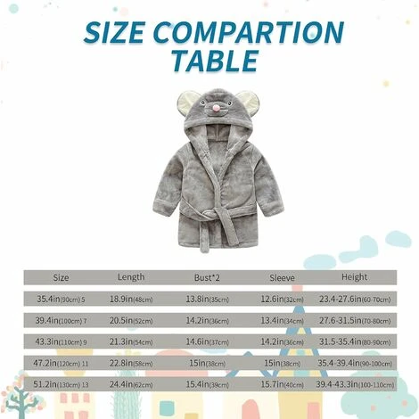 Peignoir Bébé Garçon Peignoir à Capuche Enfants Serviette De Bain Pyjamas Pyjamas 0-6 Ans IE002 (Hauteur: 90-100CM (120)) – Image 2