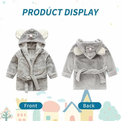 Peignoir Bébé Garçon Peignoir à Capuche Enfants Serviette De Bain Pyjamas Pyjamas 0-6 Ans IE002 (Hauteur: 90-100CM (120)) – Image 3