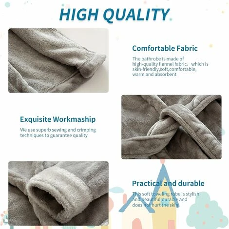 Peignoir Bébé Garçon Peignoir à Capuche Enfants Serviette De Bain Pyjamas Pyjamas 0-6 Ans IE002 (Hauteur: 90-100CM (120)) – Image 4