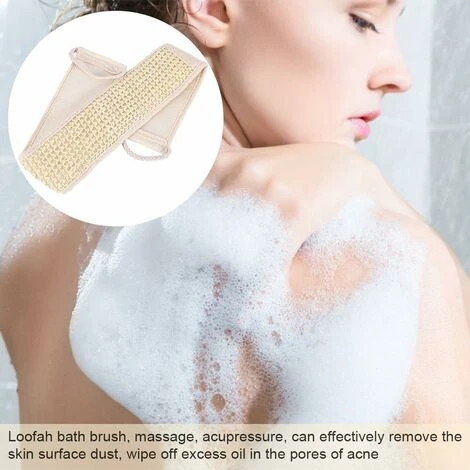 Sangle Dorsale Exfoliante à Long Manche En Luffa Naturel Pour Le Bain, Massage, Soins Du Corps, Pour éliminer La Peau Morte, Acné, éponge Pour Hommes Et Femmes HA – Image 2