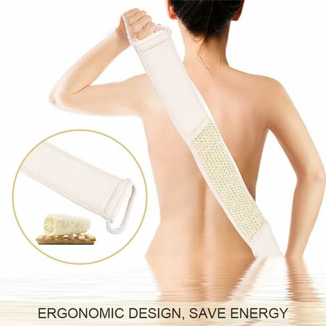 Sangle Dorsale Exfoliante à Long Manche En Luffa Naturel Pour Le Bain, Massage, Soins Du Corps, Pour éliminer La Peau Morte, Acné, éponge Pour Hommes Et Femmes HA – Image 3
