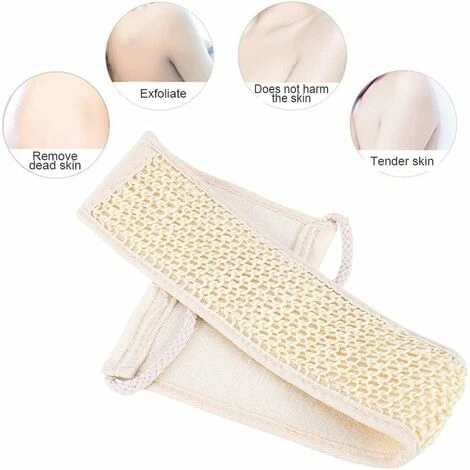 Sangle Dorsale Exfoliante à Long Manche En Luffa Naturel Pour Le Bain, Massage, Soins Du Corps, Pour éliminer La Peau Morte, Acné, éponge Pour Hommes Et Femmes HA – Image 4