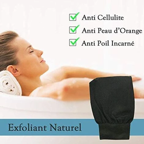 Gant De Exfoliant - Enlève Les Cellules Mortes De La Peau Et Exfolie - Gant Hammam (Noir) HA – Image 2