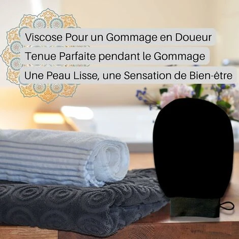 Gant De Exfoliant - Enlève Les Cellules Mortes De La Peau Et Exfolie - Gant Hammam (Noir) HA – Image 3