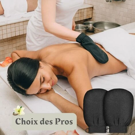 Gant De Exfoliant - Enlève Les Cellules Mortes De La Peau Et Exfolie - Gant Hammam (Noir) HA – Image 4