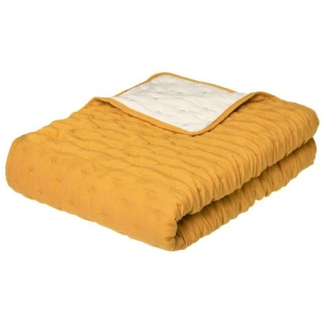Dessus De Lit Bicolore Ocre 240x260 Atmosphera